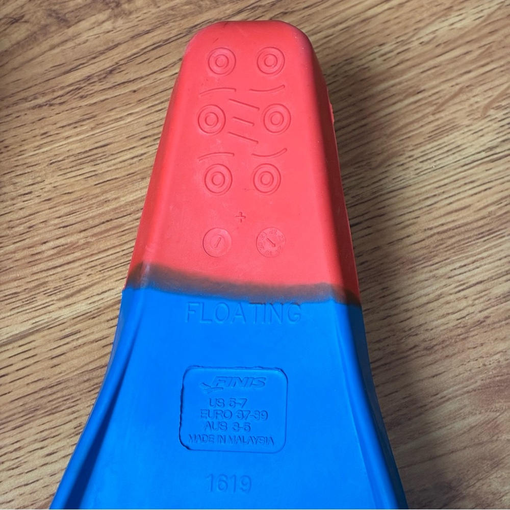 Finis Long Floating Fins Red/Blue Unisex Adult M Swim Training - Picture 3 of 4